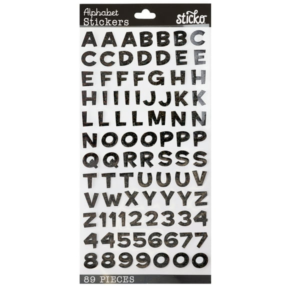 Wilton Small Black Metallic Funhouse Alphabet Vinyl Stickers, 89 Piece