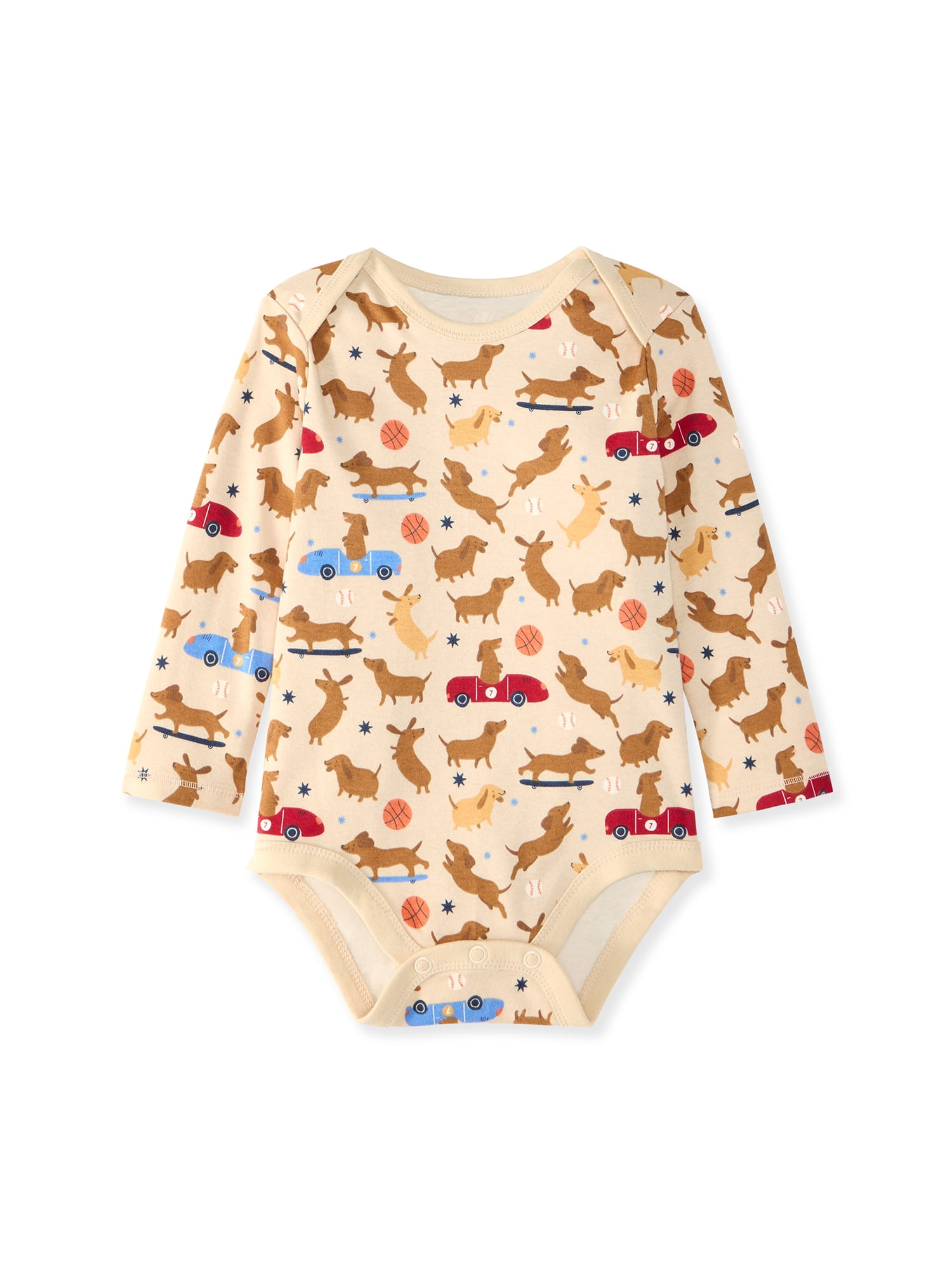 Garanimals Newborn & Baby 100% Cotton Long Sleeve Bodysuits, Sizes 0–24M, 4-Pack
