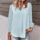 thumbnail image 2 of Blusa de gasa de manga larga con cuello en V de color sólido de verano a la moda para mujer Fridja  hj3962, 2 of 7