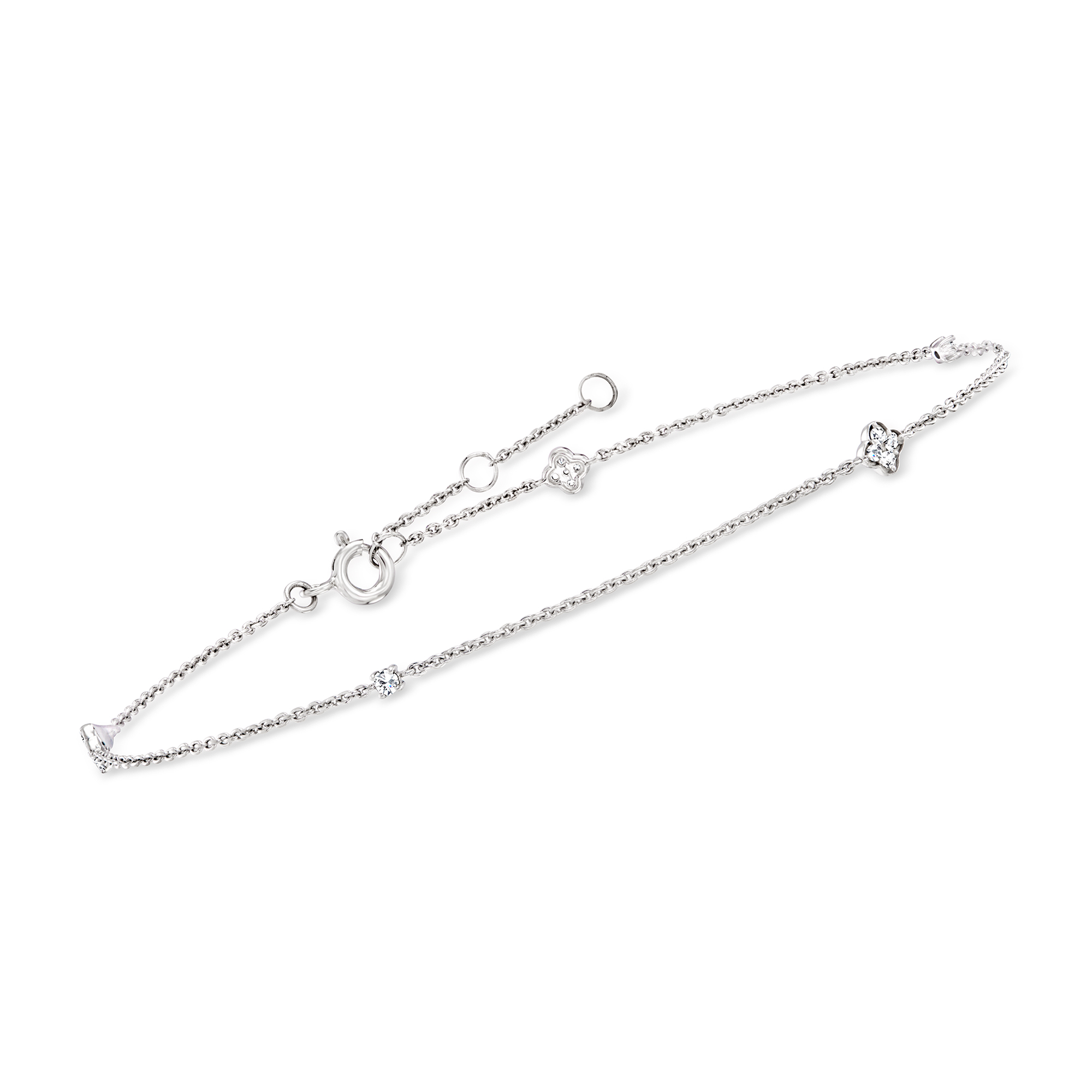 Pure Collection by Ross-Simons 0.15 ct. t.w. Diamond Anklet in Sterling Silver, Women's, Adult