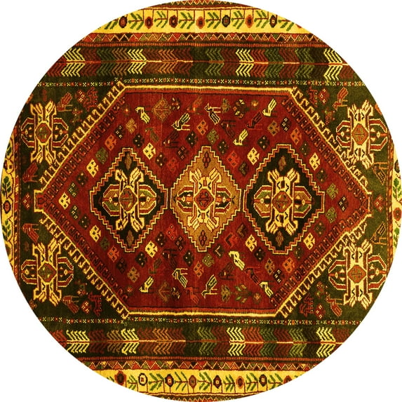 Ahgly Company Indoor Round Persian Yellow Traditional Area Rugs, 6' Round
