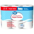 Great Value Everyday Strong Paper Towels, Split Sheets, 3 Triple Rolls