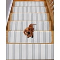thumbnail image 2 of Stair Treads for Wooden Steps,Blue Beige Striped Peel and Stick Stair Treads with Reusable Adhesive,Boho Ethnic Modern Abstract Art Non Slip Indoor Stairs Runner Rugs Mats for Elders Dogs 8"x30" 4PCS, 2 of 7