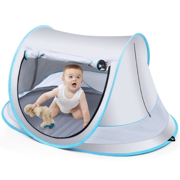 Carpa de playa para bebés Kapeazo, grande, plegable, con mosquitera UPF 50+