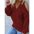 thumbnail image 3 of HOTAPEI Criss Cross Sweaters for Women Trendy Off Shoulder Sweater Long Sleeve V Neck Knitted Pullover Sweaters Jumper Tops, 3 of 5