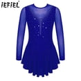 thumbnail image 2 of Vestido artístico brillante con diamantes de imitación para niñas, vestido de patinaje sobre hielo, medias de Ballet para gimnasia rítmica, ropa, trajes de baile lírico, 2 of 5