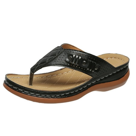 CHOII Clearance High-heeled Shoes Fishmouth Wedges High-heeled Shoes Women s Shoes Sandals Increase Height Flip Flops for Women Black/8.5