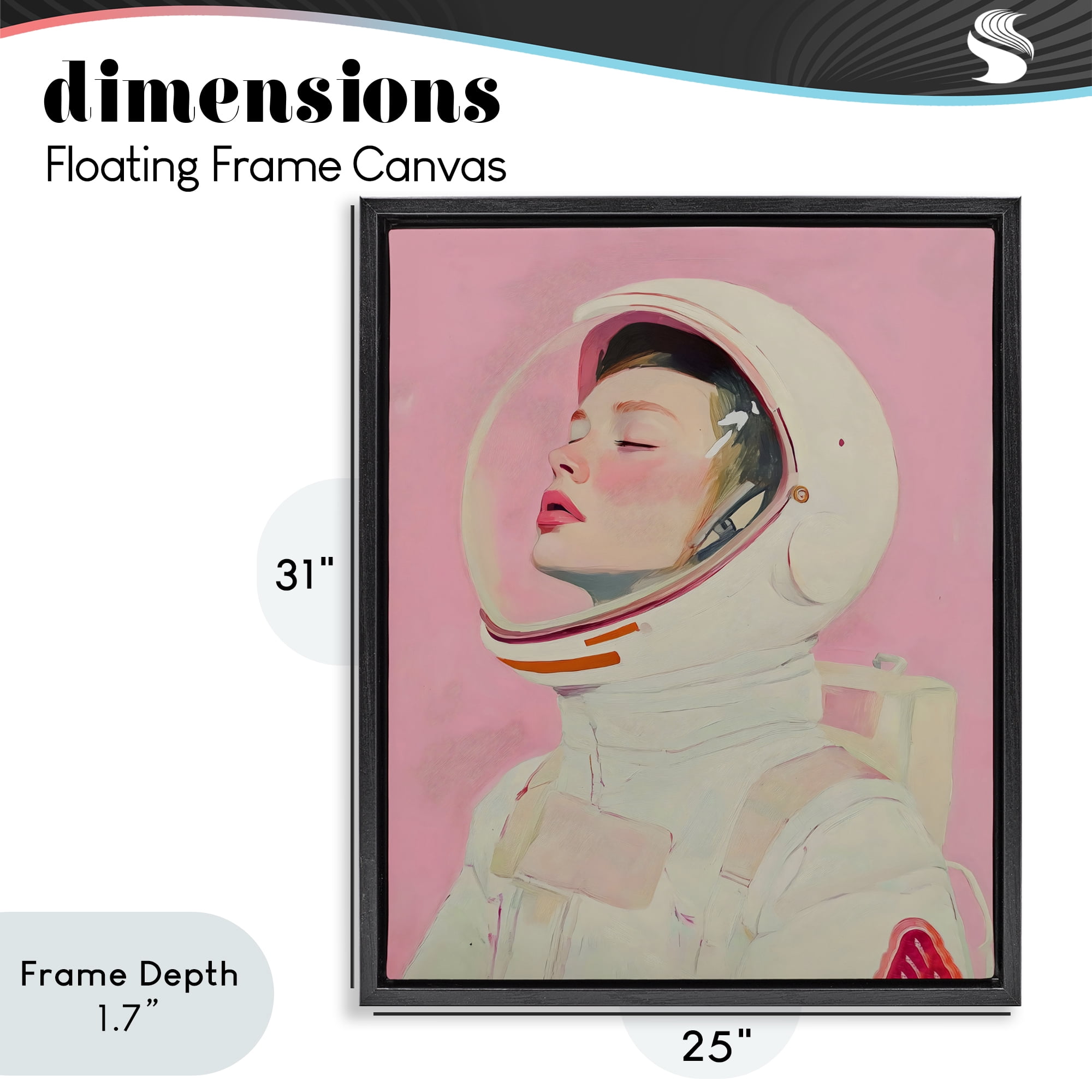 Stupell Industries Pink Astronaut Girl Black Framed Floater Canvas Wall Art, design by The Prints Vibe