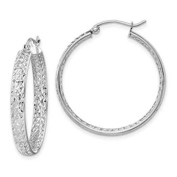 Primal Gold 14 Karat White Gold Diamond-cut In and Out Hoop Earrings