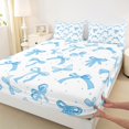 thumbnail image 3 of jejeloiu Kawaii Bow Queen Sheet Sets,Girls Bow Knot Flat Sheet,White Blue Queen Fitted Sheet,Breathable Bedroom Decorative,4-Piece, 3 of 7