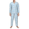 thumbnail image 3 of Naloa Rabbit And Bird Men’s Pajamas Set - Long Sleeve Button Down Sleep Shirt and Pajama Bottoms Sleepwear Set-X-Large, 3 of 7