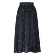 thumbnail image 4 of EINCcm Women's Elegant Polka Dot A-Line Skirt Boho Swing Pleated Linen Cotton Midi Long Skirt Elastic Waist Long Skirts, 4 of 6