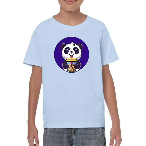Panda Drinking Boba Tea T-Shirt Juniors -Image by Shutterstock,  Small