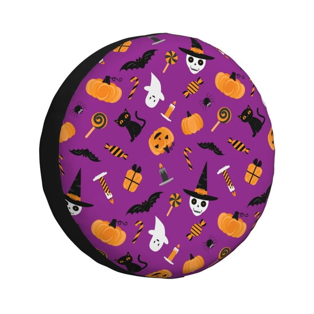 Fotbe Halloween2 Funda de Llanta de Repuesto con Estampado, Engrosada, Ajuste Universal para Jeep, Remolque, RV, SUV, Camión-15 inch
