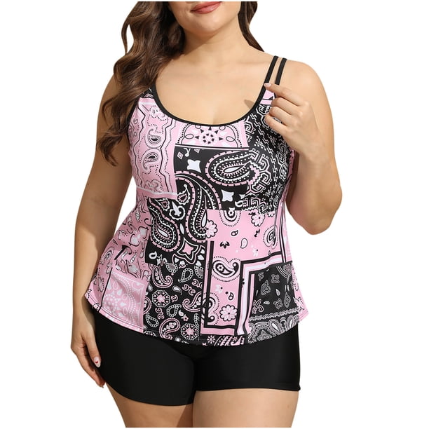 Modesto Trajes de Baño para las Mujeres Multicolor Impresión Trasera Corte Pantalones de Natación Sling Dividido Conjunto, 95% Nylon 5% Spandex Traje de Baño para Piscina, Playa