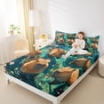 thumbnail image 4 of Erosebridal Cartoon Capybara Full Size Sheets for Kid, Blossoms Flower Bed Sheets, Green, 4-Piece, 4 of 5