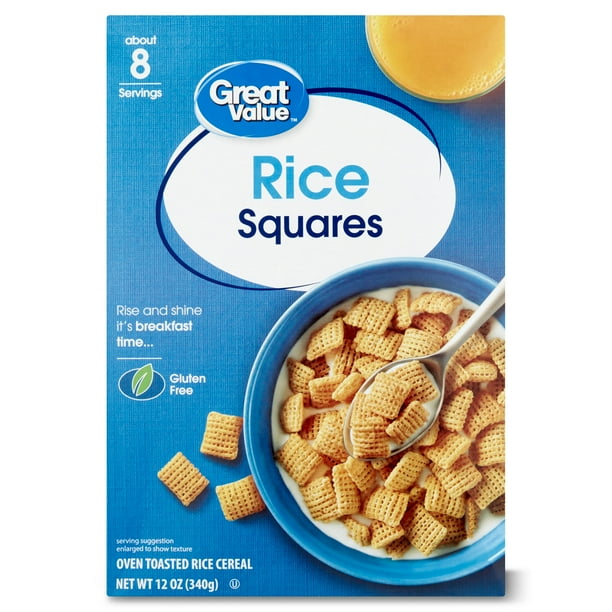Great Value Rice Squares Breakfast Cereal, 12 oz