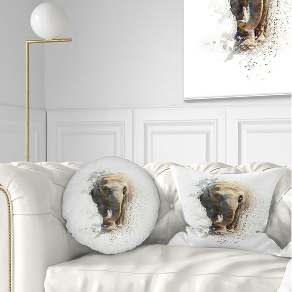 Designart Large Elephant Portrait - Animal Throw Pillow - 12x20