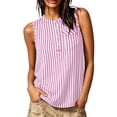 thumbnail image 3 of VBVC Women's Striped Henley Tank Top , Sleeveless Shirts For Women,Ladies' Casual Button Front Blouse with Pockets,Pink,S-2XL, 3 of 10