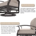 thumbnail image 4 of Kullavik 3Pcs Aluminum Rocking Chair Swivel Chairs Set with Glass Top Table & 5" Thick Cushion khaki, 4 of 5