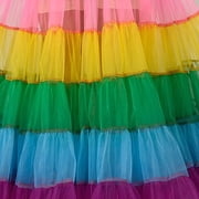 ZPAQI Multicolored Rainbow A-Line Maxi Tutu Skirt Pleated Floor Length Petticoat Hoopless Bridal Mesh Crinoline Underskirt
