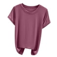thumbnail image 1 of Birdeem Blouses pour Femmes Col Rond Uni Manches Courtes Haut/chemise, 1 of 12