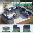 thumbnail image 2 of LazySunsets 10 Piece Patio Furniture Set Wicker Rattan Patio Conversation Set Outdoor Sectional Sofa Set with Coffee Table and Blue Cushions(Waterproof Cover Included), 2 of 6