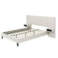 thumbnail image 4 of Miekor Furniture Queen Size Platform Bed With Headboard, Modern Velvet Upholstered Platform Bed With 2 Nightstands, With Diamond Tufted, Beige 0226W, 4 of 5