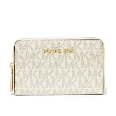Michael Kors White Jet Set Small Signature Zip Around Card Case