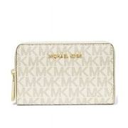 Michael Kors White Jet Set Small Signature Zip Around Card Case