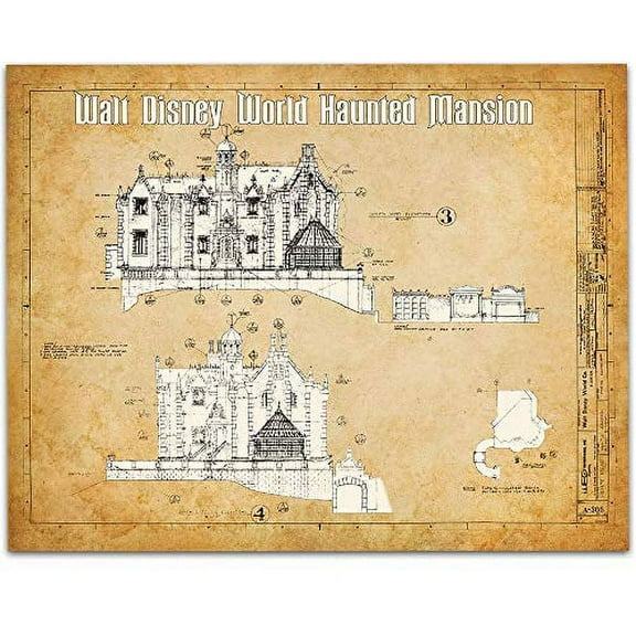 Walt Disney World Haunted Mansion Patent - 11x14 Unframed Patent Print - Great Gift to Disney Fans