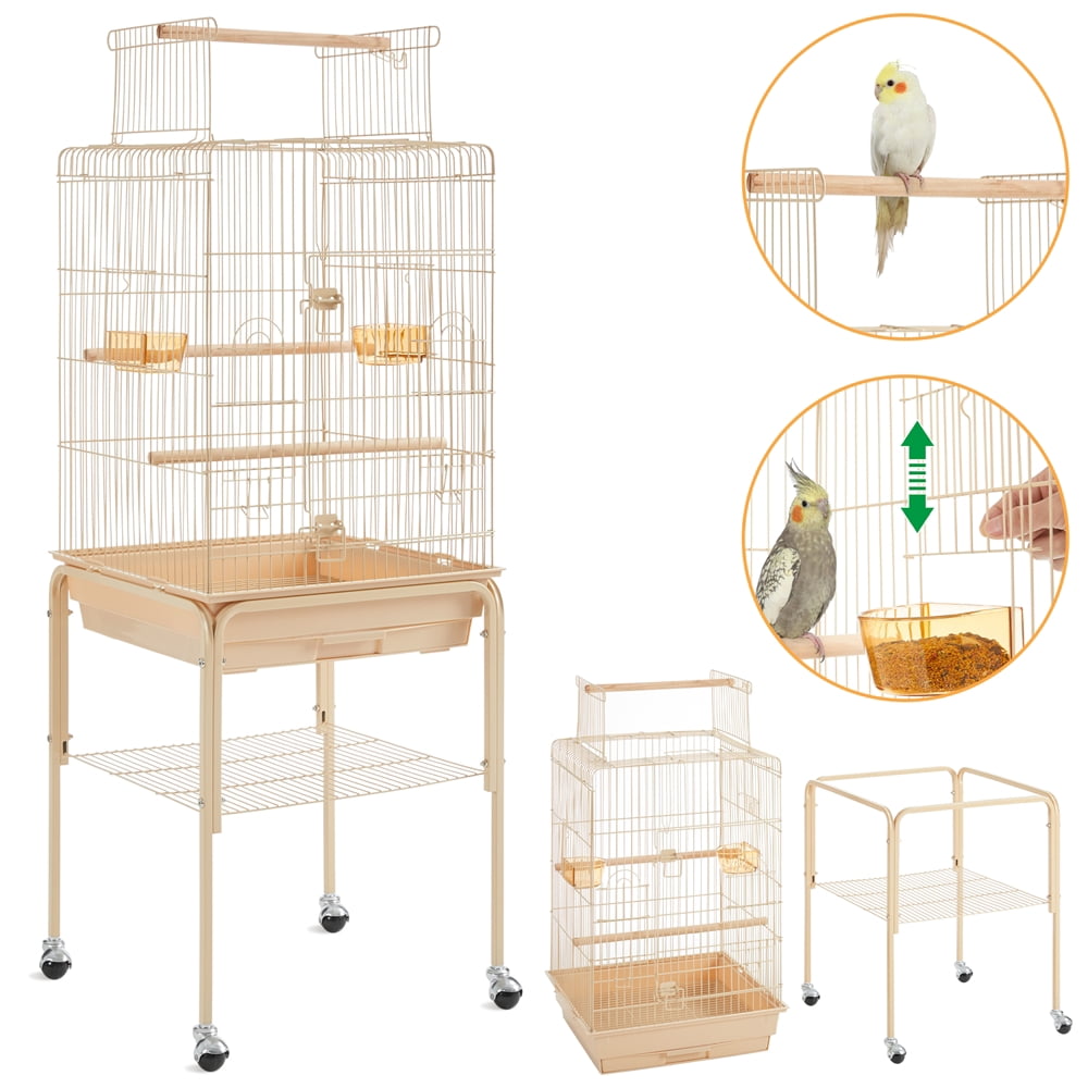 Renwick 47" Play Top Bird Cage with Rolling Stand, Almond