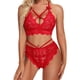 thumbnail image 2 of VISgogo Conjunto de lencería de mujer de 2 piezas, sujetador push-up transparente de ganchillo + panty de tiras de cintura media para novia, esposa, 4 colores VISgogo  moda, 2 of 6