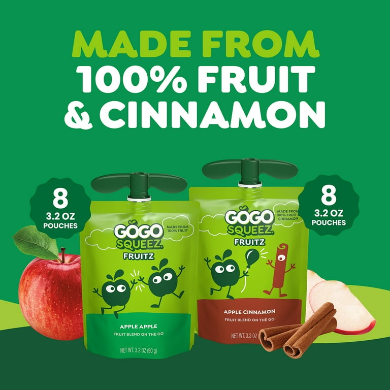 GoGo squeeZ No Sugar Added Apple Cinnamon Apple Applesauce Variety