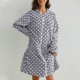 thumbnail image 4 of Arlun Full Zipper Polka Dot Print Robes for Women Fashion Long Sleeve Soft Comfy Flannel Loungewear Casual Loose Knee Length Fuzzy Winter Warm Sleepwear Bathrobe Purple XL, 4 of 8