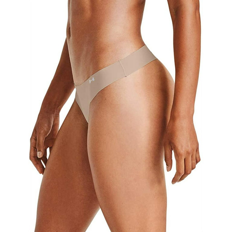 Under Armour Women's Pure Stretch Thong 3-Pack, Black, Natural, Pink, XL 