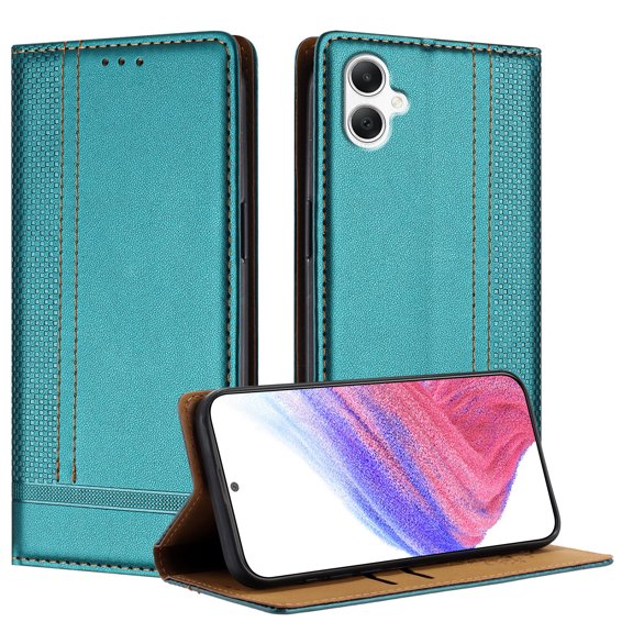 for Samsung Galaxy A07 Purse Case, Magnetic Closure Business PU Leather Card Slots Wallet Phone Case, Flip Silicone TPU Bumper Protective Cover with Stand Shockproof Folio Case, Green