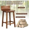 thumbnail image 5 of Solid Wood Bar Stools Set of 2, 24.5-inch Counter Height Chairs with Low Back and Footrest, Farmhouse Wooden Armless barstools for Kitchen Island, Dining Room, Cafe, Breakfast, Brown, 5 of 9