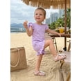 thumbnail image 5 of BemeyourBBs Toddler Baby Girl Summer Outfit Bow Print Ruffled Trim Crew Neck Flying Sleeve Shirt Tops and Shorts Set 2Pcs Baby Girl Summer Clothes, 5 of 9