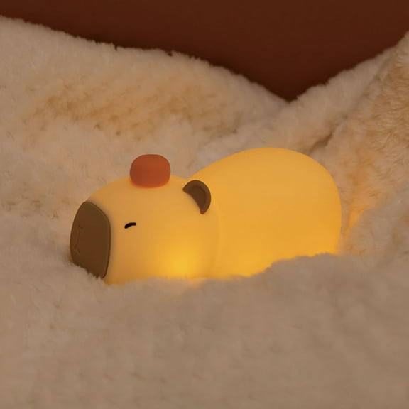 Cute Capybara Night Light,LED Squishy Animal Night Lamp,Soft Silicone Novelty Nightlight,Kids Funny Capybara Lamp Gifts,2 Level Dimmable Boys Girls Light Up Room Décor Rechargeable Touch Lamp