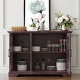 thumbnail image 3 of CQSXDA 48.66 Inch Modern Sideboard Featuring Adjustable Shelf & 3 Tempered Glass Doors - MDF Buffet Cabinet For Home, Ox Blood Red, 3 of 16