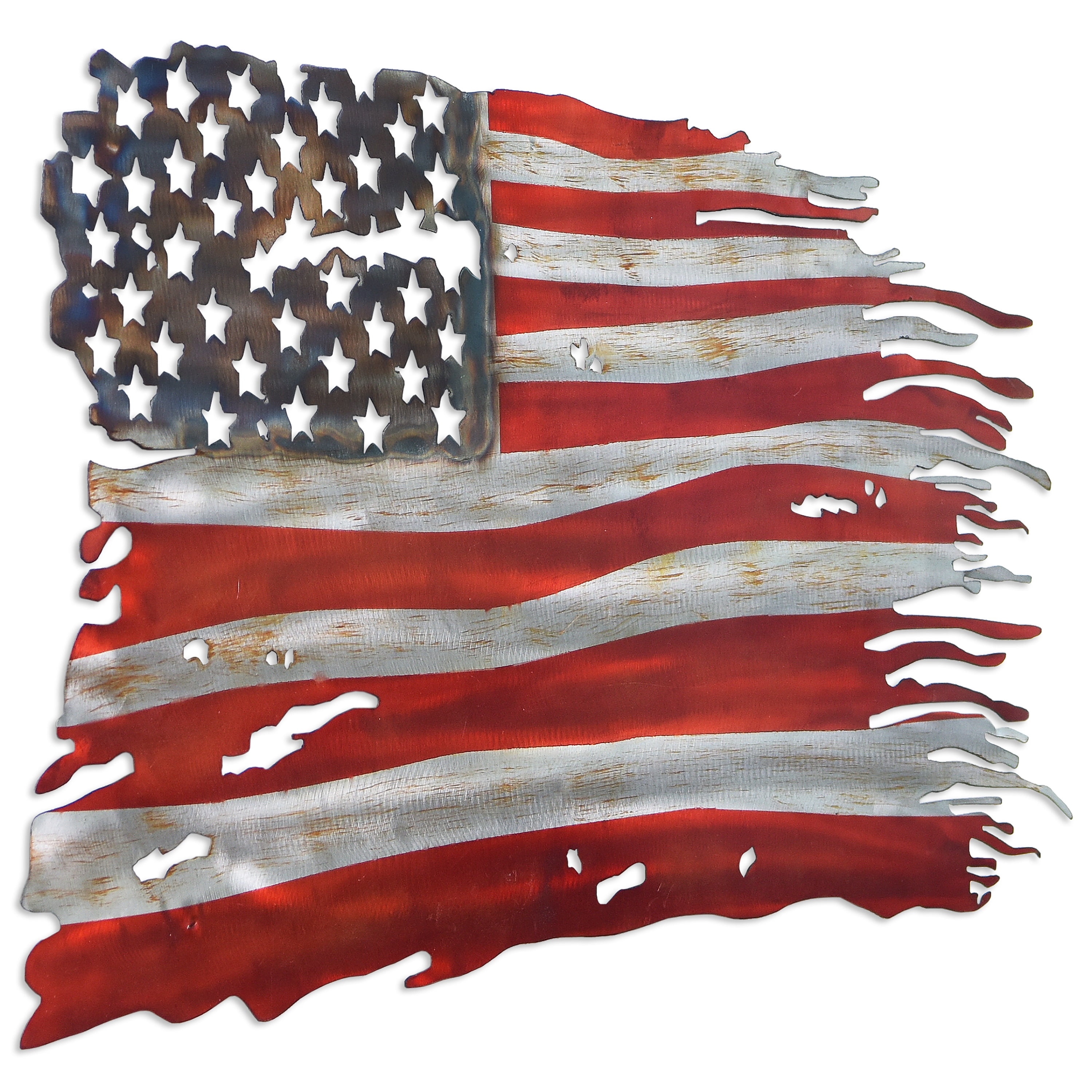 Empire Art Direct ADM-5009-1831-R Free & Brave Hand Painted Etched Metal Wall Sculpture