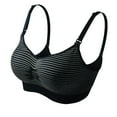 thumbnail image 1 of Women‘s Striped Bra Wireless Maternity Seamless Front Buckle Breastfeeding Bra With Pads, 1 of 4