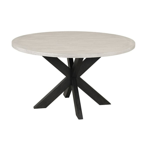 Roundhill Furniture Gates Round Dining Table, Criss-Cross Base, Gray