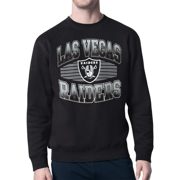 Men's Starter Black Las Vegas Raiders Team Grit Graphic Fleece Pullover Sweatshirt