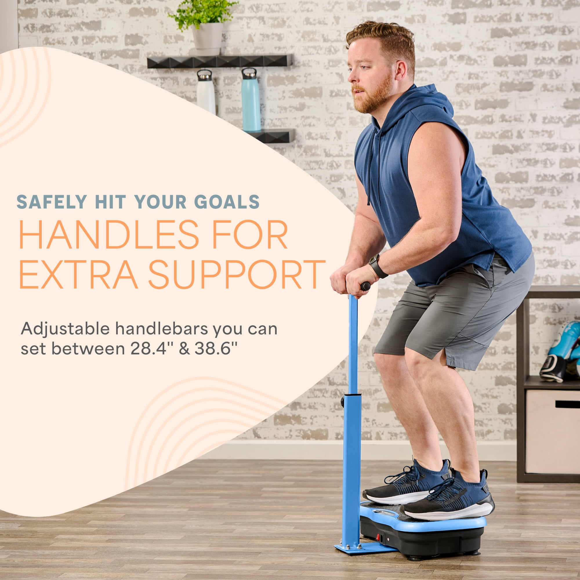 Lifepro TrimLite Vibration Plate Exercise Machine with Handlebars – Whole Body Vibrating Plate for Weight Loss, Lymphatic Drainage & Home Fitness – 99 Speed Levels, Resistance Bands, Bluetooth - Blue