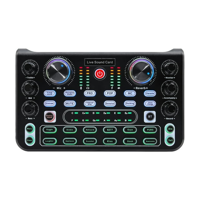 Sound Card English Version Sound Cards Mixer for Broadcast KTV Singing Live Streaming Sound ,Easy to Operate