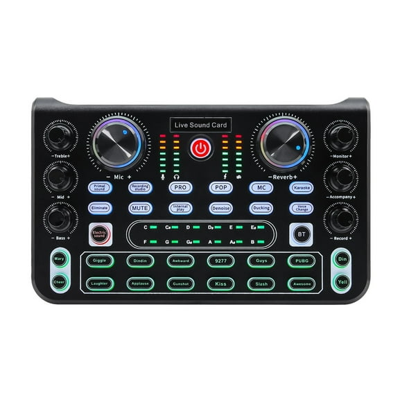 Sound Card English Version Sound Cards Mixer for Broadcast KTV Singing Live Streaming Sound ,Easy to Operate