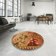 thumbnail image 4 of Ahgly Company Tapis d'Intérieur Lavable à la Machine, Carré, Transitionnel, Orange, Tapis de Zone, 3 Pieds Carré, 4 of 7