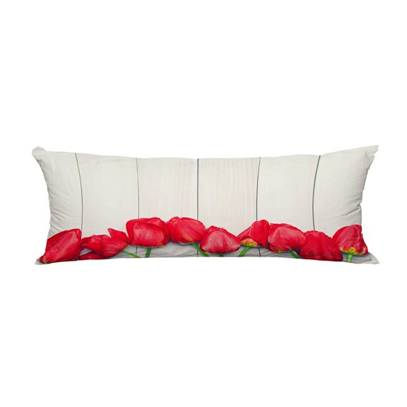 ECZJNT Tulips Easter Red tulips on a of light boards Pillow Cover Body Pillowcase Pillow Protector 20x60 Inch